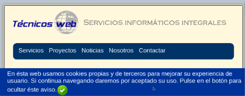 Aviso del uso de cookies en Técnicos Web