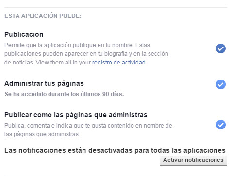 Permisos de aplicaciones en Facebook