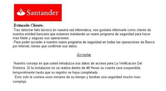 Phishing Banco Santander